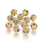 Craftdady 30Pcs Colorful Rhinestone Disco Ball Beads 14mm Large Hole Rondelle European Loose Beads Golden Brass Spacer Beads for Bracelet Necklace Earring Craft Making - color: Golden&Colorful-14x12mm