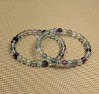 Angelstones Handmade Natural Healing Gemstone 6mm Round Beads Stretch Crystal Bracelet 7 Inch Unisex - color: Clear Green Fluorite