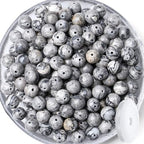 QINJIEJIE 100PCS Map Jasper Beads 8mm Natural Stone Beads Round Loose Gemstone Bead for Bracelet Beading Crystal Jewelry Making DIY Necklace Earrings 0.32" - color: Map Jasper, size: 100PCS