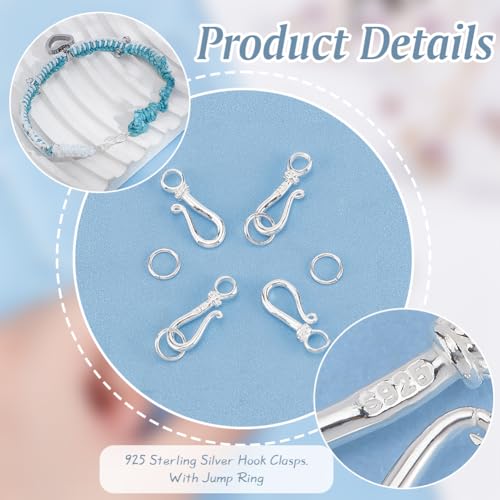 PH PandaHall 6 Sets 925 Sterling Silver Hook Clasps S Hook Ring Jewelry Clasps Ring Clasps Connectors for Necklace Bracelet Pendant Purse Making Keychain Handmade Crafts Sterling Silver Jewelry