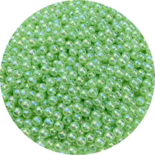 1000pcs Pearl Beads for Crafts 6mm AB Colors Round Loose Pearl Beads for Necklaces Bracelets Earrings Jewelry Making Home Decoration(Light Green AB) - color: Light Green AB, size: 6mm