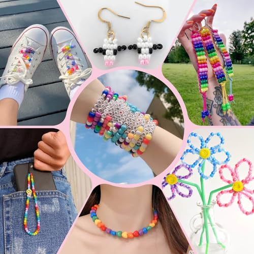 shynek 3800 Pony Beads: Bulk for Bracelets, Hair Braids & Craft - Colorful Plastic, Kandi, Star & Letter Beads for Jewelry Making - color: Pony Beads Kit