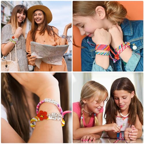 Friendship Bracelet Making Kit for Girls Ages 8-12, Kids Jewelry Making Kit with 28 Pre-Cut Threads and Letter Beads, Arts and Crafts for Kids, Birthday Easter Gifts for 6 7 8 9 10 11 12 Year Old - color: LightBlue/Pink