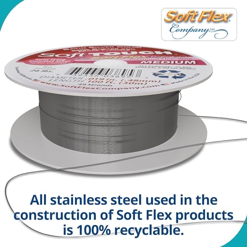 Soft Flex 49 Strand Stringing Wire - Flexible Braided - Medium 0.19 Diameter - Jewelry Making Bead Wire - Satin Silver - style: 100 Feet