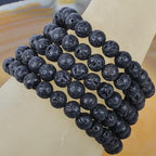MASSIVE BEADS Handmade Yoga Stretch Elastic Bracelet Natural Stone Crystal Healing Power Energy Gifts for Unisex Adult 4mm 6mm 8mm 10mm - color: Black Lava(Calm), size: 8mm