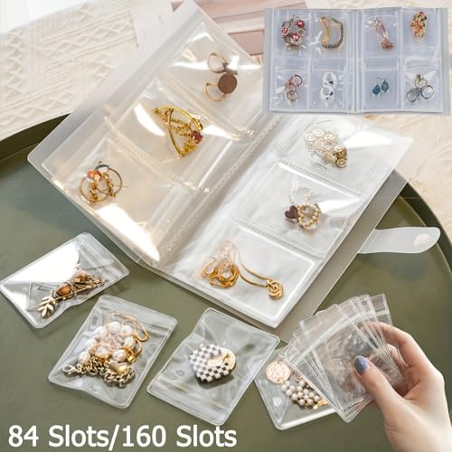 Transparent Jewelry Storage Book Robust Structure Portable Travel Jewelry Organizer Bags for Rings, Necklace, Bracelets-160 grids - size: 160 grids