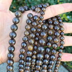 90pcs Adabele Natural Brown Bronzite Healing Gemstone 4mm (0.16 inch) Small Round Beads Gem Stone Spacer for Craft Jewelry Making GF16-4 - color: Bronzite, size: 4mm (90pcs/1 Strand)
