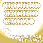Keychain, 68PCS Swivel Snap Hooks with Key Rings, Metal Lobster Claw Clasp,34PCS Keychains Clips Hooks and 34PCS Key Chain Rings,Keychain Rings for DIY Crafts,Jewelry Making (Gold) - color: gold