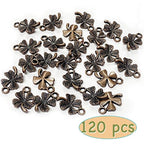 Heather's cf Four Leaf Clover Silver Leaf Beads 100-150 Pcs Leaves Craft Antique Leaf Charms for Crafting Leaf Pendant Charm for Necklace Bracelet Earring Making Fall Leaf Beads Set - color: Copper Clover