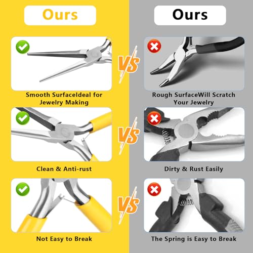 Needle Nose Pliers,6-Inch Extra Long Needle Nose Plier,jewelry making industrial and mechanical maintenance and household appliance fixes. - color: Golden-long Needle Nose Plier