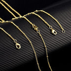 ALEXCRAFT Wholesale 12PCS Gold Plated Solid Brass Satellite Beaded Curb Thin Chain Necklace Bulk for Jewelry Making (18 Inch(1.5mm)) - color: Gold, size: 18 inch-1.5mm