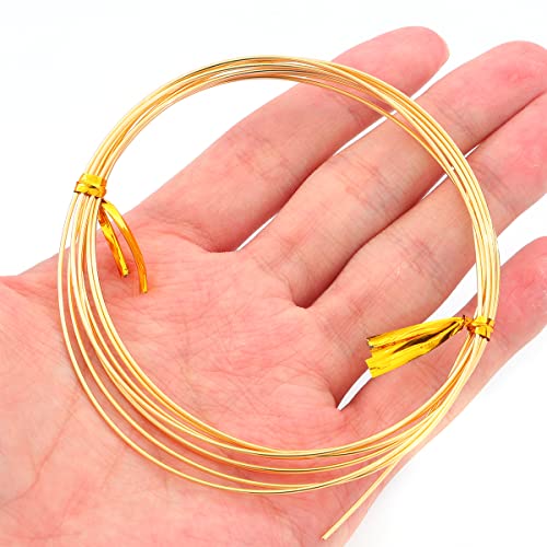 BEADIA 18K Gold Plated Wire 1.0mm 2 Meters Bead Cord for Bracelet Necklace Charm Beading Jewelry Making Findings - size: 1.0mm, style: 18K Gold