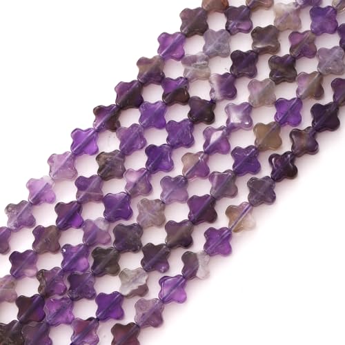 8mm Natural Amethyst Gemstone Faceted Clovers Beads Four-Leaf Spacer Loose Beads for DIY Jewelry Making Beads - color: Amethyst