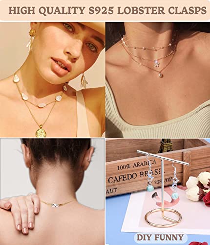 Dailyacc S925 Double Opening Lobster Clasp Sterling Silver and Gold Necklace Bracelet Extender Clasps and Closures for DIY Jewelry - color: Silver 2PCS, size: 15.5mm × 7.5mm
