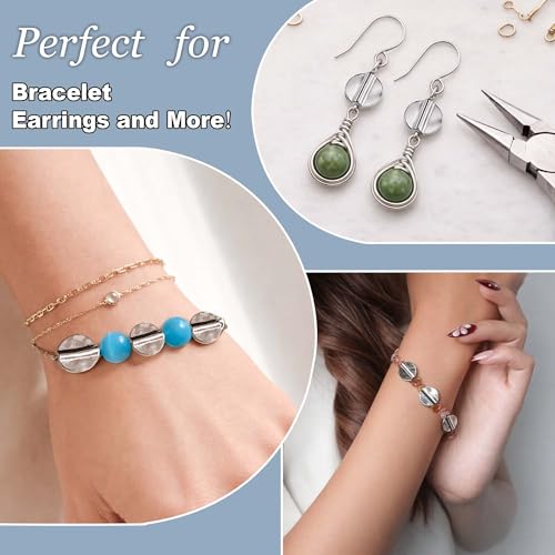 Tibetan Silver Smooth Spacer 52Pcs Flat Beads for Jewelry Making Supplies Adults Small Seed Bead for Necklace Earring Bracelet Making Kit Bulk 14mm - color: Silver smooth flat