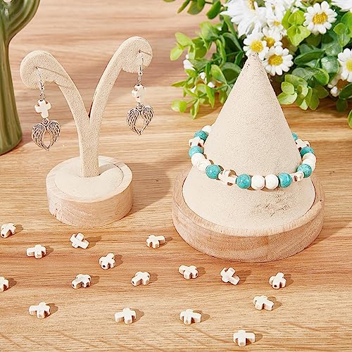 SUNNYCLUE 1 Box 200Pcs White Cross Beads Synthetic Turquoise Tiny Small Cross Beads Semi Precious Stone Bead Easter Holiday Beads for Jewelry Making Kit Adult Women Bracelets 8x10mm - color: 200Pcs 8x10mm Tiny White Cross Beads