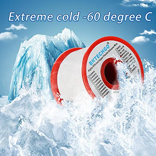 BNTECHGO 30 Gauge Silicone Wire Spool 100 ft White Flexible 30 AWG Stranded Tinned Copper Wire - size: 30 gauge silicone wire 100ft, style: White