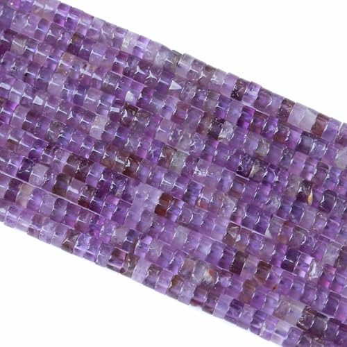 2x4MM 150PCS Amethyst Crystal Tube Cylinder Rondelle Abacus Disk Spacer Loose Beads for Jewelry Making - color: Amethyst, size: 2x4mm cylindrical