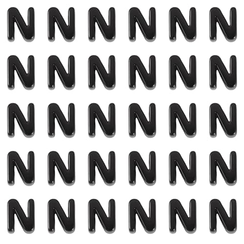 FASHEWELRY 30Pcs Acrylic Letter N Beads with Large Hole Big Plastic Letter Blocks European Beads 3D Letters Chunky Vowel Initial Alphabet Bead for Key Chains Necklace DIY Arts Craft Projects - color: Black, size: N