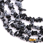 GEM-Inside Crystal Stone Chips for Jewelry Making Genius Gemstone Freeform Loose Beads with Hole for Bracelet Necklace Making Adults 34" (Snowflake Obsidian, 7-8mm) - color: Snowflake Obsidian