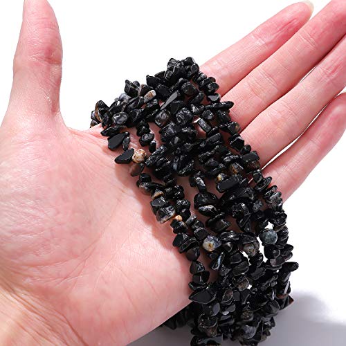 BEADIA Irregular Natural Black Onyx Stone Loose Semi Gemstone Beads for Jewelry Making 5-8mm 80cm - color: Black Onyx, size: 5-8mm 80cm