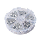 KISSITTY 175pcs/box 5 Styles Tibetan Antique Silver Flat Round Spacer Loose Beads 7mm 8mm 9mm 10mm 11mm Metal Rondelle Disc