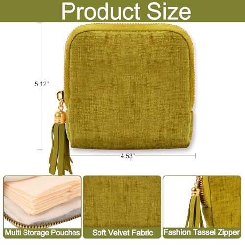 Mothers Day Gifts Personalized Travel Jewelry Case with Embroidered Name,Custom Small Jewelry Pouch Velvet Jewelry Organizer Storage Bag for Bracelet Rings Earring - color: Green