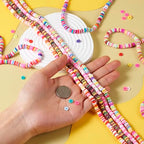 2030Pcs Handmade Polymer Clay Beads for Bracelets,Heishi Beads,Flower Beads Disc Beads,Mixed Color Flat Round Beads for Jewelry Making Friendship Bracelet Kit,Hole: 1.8mm