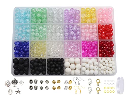 848PCS Crackle Glass Round Beads - 6mm 8mm 10mm Imitative Jade for Jewelry Making, Earrings, Necklaces, and DIY Crafts - size: 6mm 8mm 10mm Crackle