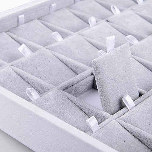Oirlv Velvet Stackable Jewelry Tray 32 Grids Earrings Organizer Display Showcase Jewelry Storage trays - size: 32 Grids Earring Tray