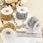 SMYHTGLIF 6.5 Feet Gold Unsoldered Bone Jewelry Making Chain Bulk Stainless Steel Craft Chain Spool for Jewelry Making - color: Bone Gold