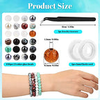 840pcs 8mm Glass Beads - 24 Colors, Round Marble Loose Beads for Men Women Bracelet Earring Necklace Jewelry Making Supplies - color: Black