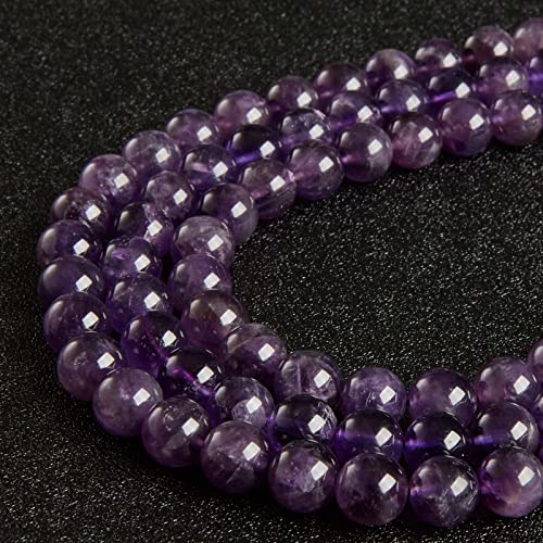 100pcs 8mm Amethyst Beads Natural Gemstone Beads Round Loose Beads for Jewelry Making - color: Amethyst, size: 8mm
