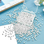 PH PandaHall About 1000 Pcs 4mm Tiny Satin Luster Glass Pearl Bead Round Loose Spacer Beads for Jewelry Making White - color: White