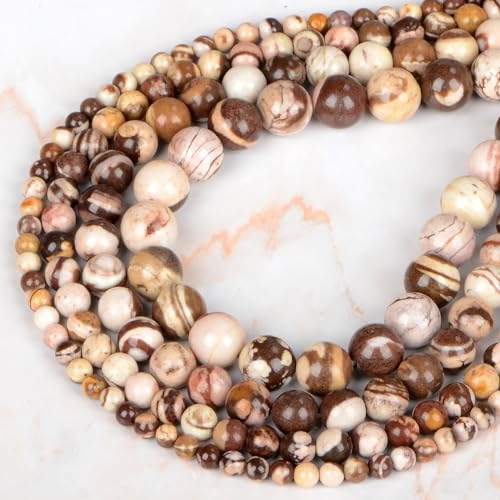 4mm 200pcs Natural Stone Round Beads Genuine Stone Beading Loose Gemstone DIY Charm Smooth Beads for Bracelets Necklaces Earrings Hole Size 1mm (Brown Zebra Jasper 4mm) - color: Brown Zebra Jasper, size: 4mm