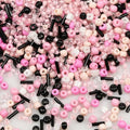 Mixed Pink Black Beads Size 6/0 Crafts Glass Seed Beads 4mm for Jewelry Making (Total About 100g About 1200pcs) - color: Mixed Pink Black