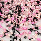 Mixed Pink Black Beads Size 6/0 Crafts Glass Seed Beads 4mm for Jewelry Making (Total About 100g About 1200pcs) - color: Mixed Pink Black