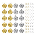 20 Pack Moon Charms for Jewelry Making Stainless Steel Round Pendant Charm Bulk with Jump Rings - color: Moon Gold Silver
