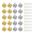 20 Pack Moon Charms for Jewelry Making Stainless Steel Round Pendant Charm Bulk with Jump Rings - color: Moon Gold Silver