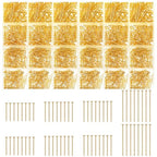 Junkin 2800 Pieces Flat Head Pins for Jewelry Making DIY, Head Pins Set 0.63 Inch, 0.71, 0.79, 1.18 Inch Earring Bracelet Pendant Jewelry Making (Gold) - color: Gold