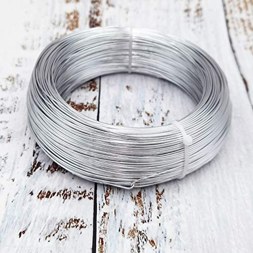 INSPIRELLE 18 Gauge 377 Feet Silver Aluminum Craft Wire Bendable Metal Wire for Jewelry Craft Making - color: Silver, size: 18 Guage (1.0mm)
