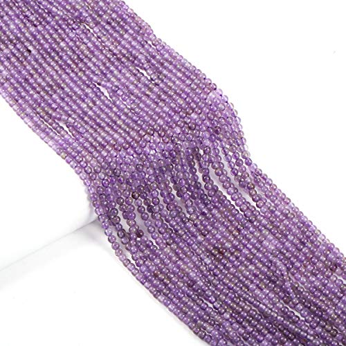 Natural Stone Beads Round Amethyst Stone Charms for Jewelry Making DIY Bracelet Necklace (4mm) 2 Strands - color: Amethyst, size: 4mm