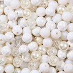 12mm White Acrylic Beads 300pcs Focal Spacer Bead Chunk Bubblegum Beads for DIY Crafting Necklace Bracelet Jewelry Making Keychain (White) - color: white