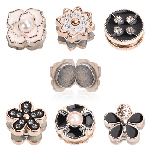 12pcs Magnetic Hijab Pins, Black and White No Snag Hijab Magnets Multipurpose Strong Magnetic Scarf Clip Clasp Buttons Pinless Brooch for Scarves Hats Shirt Collars Shawls Clothing (Style2) - style: Style2