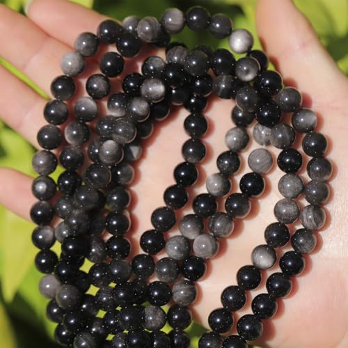 Natural Stone Beads Obsidian 8mm Polished Round Smooth Gemstone Beads for Jewelry Making Supplies 15 Inch(45Beads) - color: Obsidian 8mm-45pcs