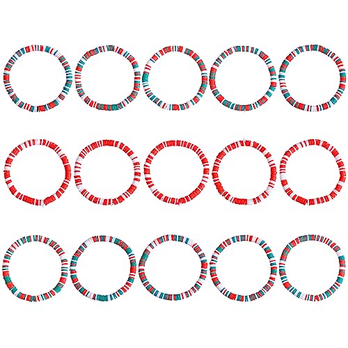 Ornaland Heishi Surfer Bracelets Set Polymer Clay Heishi Beads Stretch Bracelets Multi-Layer Stackable Friendship Bracelets Bohemia Summer Beach Jewelry for Women - color: Christmas style