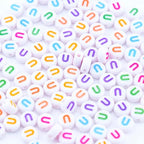 300Pcs Vowel Letter Beads U 4X7mm Individual Round Alphabet Beads for Charms Bracelets Making - color: Round - U