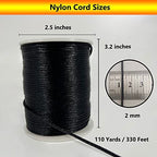 2 mm 330 Feet Satin Nylon Cord String for Jewelry Making Bracelet Necklaces Beading Thread Rattail Macrame Kumihimo Chinese Knot Craft - size: Black