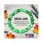 Jade Bracelet for Women & Men - Natural Green Jade Bracelet with 8mm Round Beads, Handmade Adjustable Healing Crystal Jewelry for Spiritual Balance, Luck, Wealth & Protection, Gift for Christmas