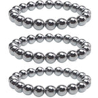 Handmade 8mm Beaded Bracelets For Men Protection Bracelet For Women Chakra Feng Shui Stretchy Handmade Lucky Money Stretchy Crystal Bracelets Best Gifts - color: Hematite 3PCS